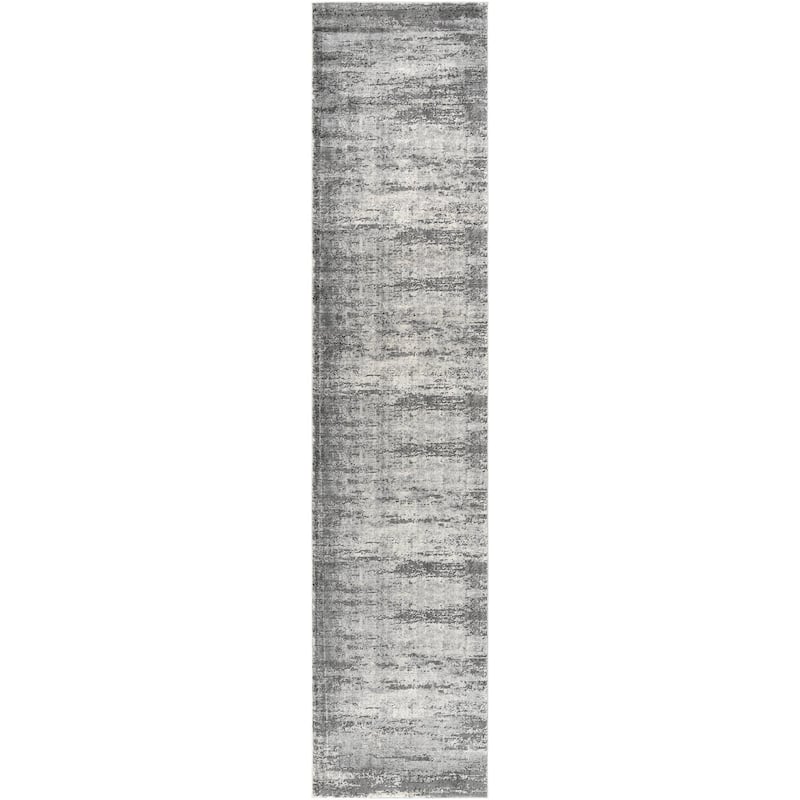 Livabliss Tibetan Mid-Century Abstract Area Rug - 2'7" x 12' - Grey