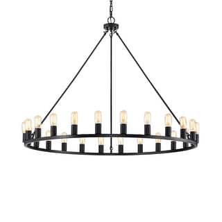 The Gray Barn Liam 48-inch Round Wagon Wheel 24-light Chandelier