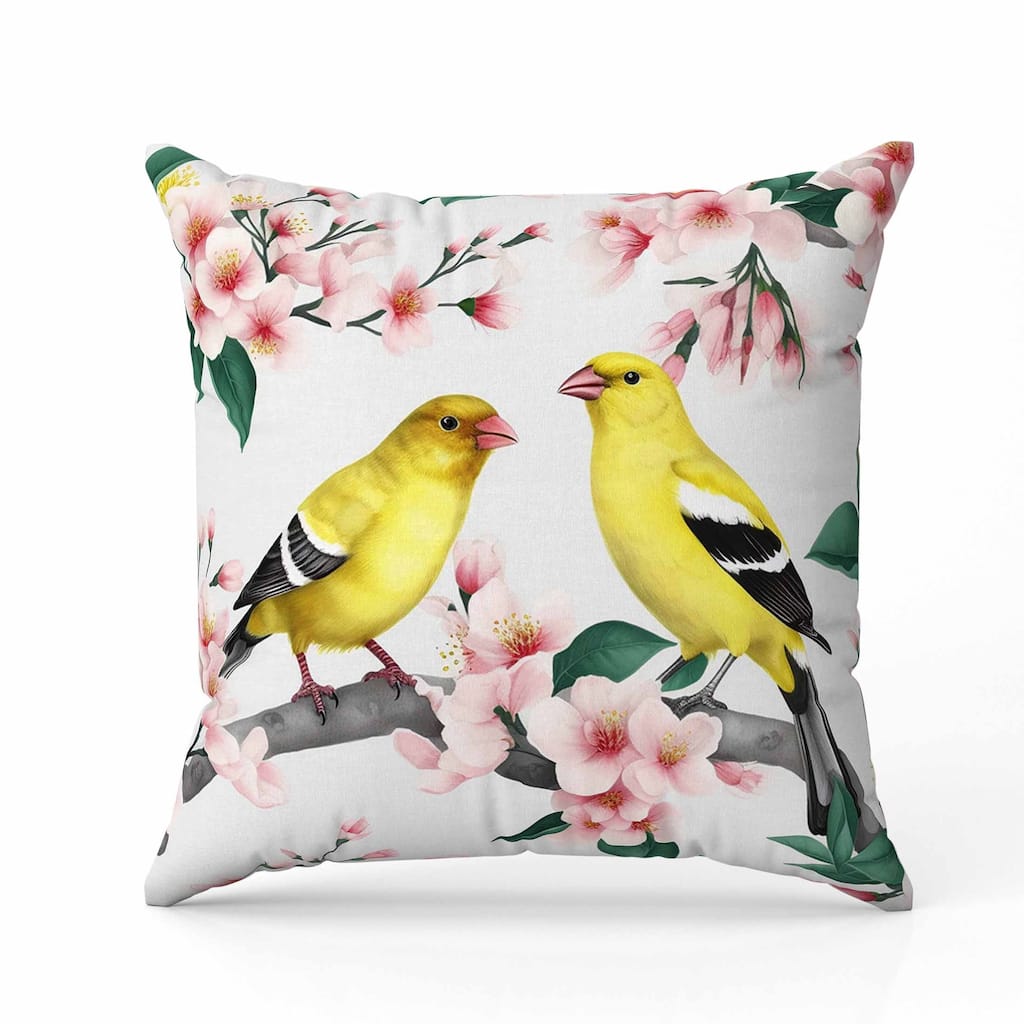 Goldfinch Haven Indoor/Outdoor Reversible Throw Pillow White and Pink