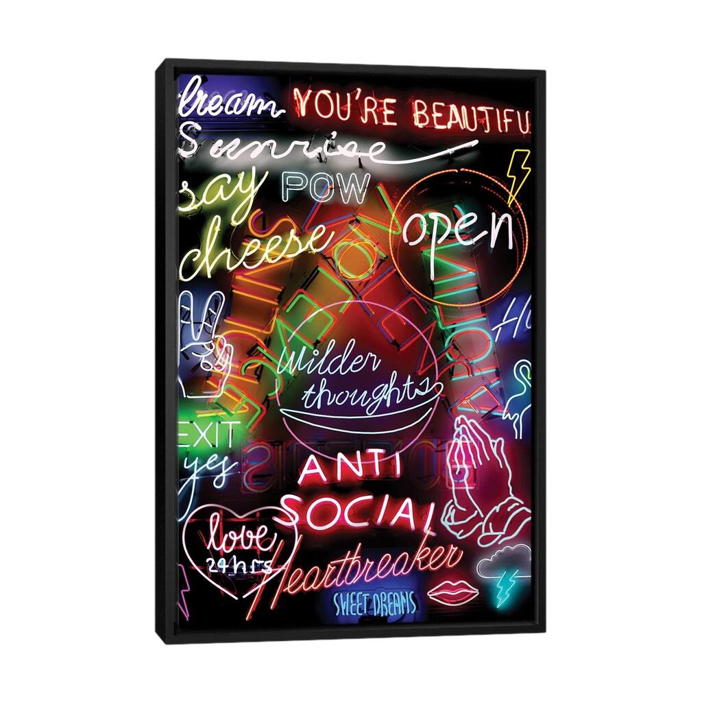 iCanvas "Neon Mashup" by Ink & Drop Framed Canvas Print