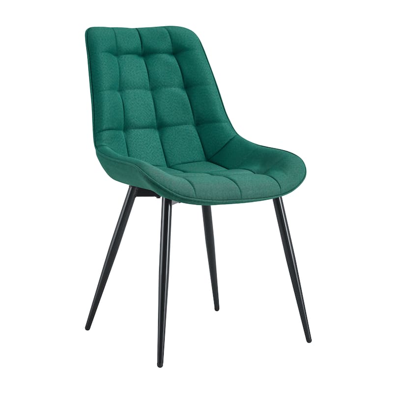 Modern Fabric Dining Chair w/ Grid Pattern and Metal Frame (Set of 2)