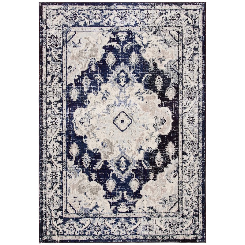SAFAVIEH Monaco Oceane Boho Medallion Distressed Area Rug - 8' x 10' - Ivory/Navy