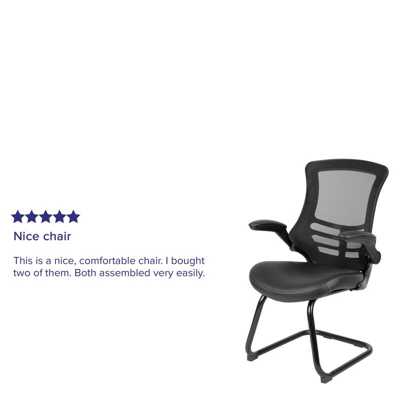 Mesh Sled Base Side Reception Chair with Flip-Up Arms