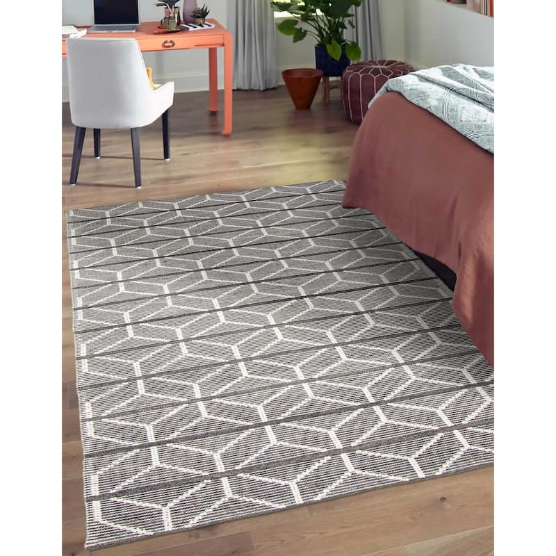 ECARPETGALLERY Braid weave Sienna Grey Wool Rug - 5'0 x 8'0