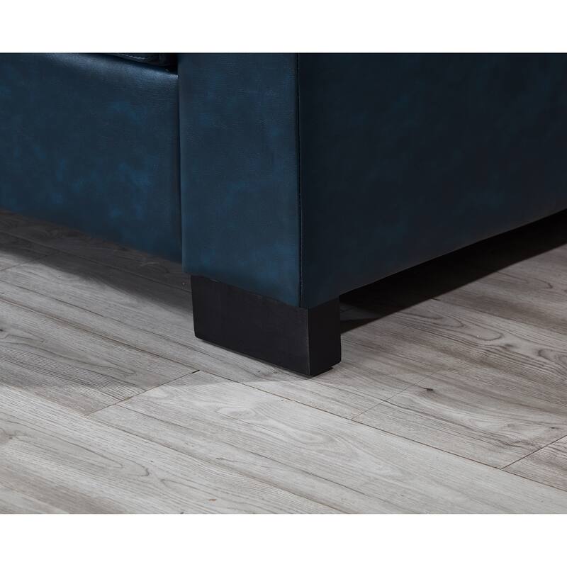 Faux Leather Upholstered Loveseat, Oversized 3 Seater Sofa with Square Arms, Deep Seat Sofa with Cup Holder & Storage