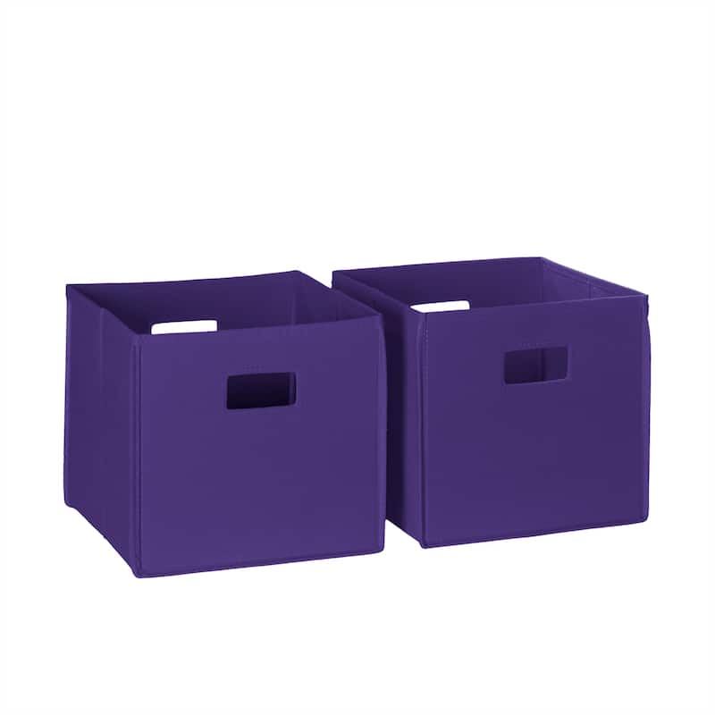 RiverRidge Kids 2pc Fabric Collapsible Storage Cube Organizers with Handles for Playroom Organization - Dark Purple