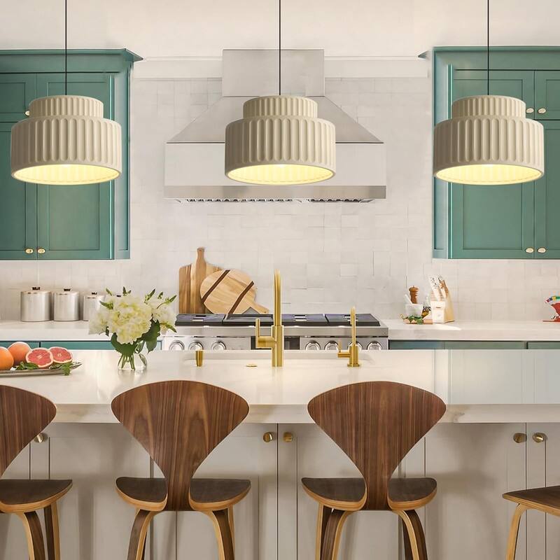 1 Light hanging light cream yellow light fixture metal, resin pendant light