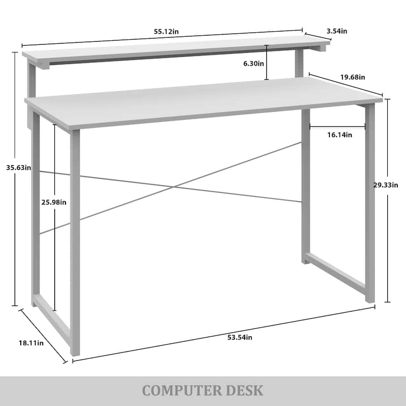 CraftPorch Minimalist 55-Inch Metal Computer Desk With Shelf