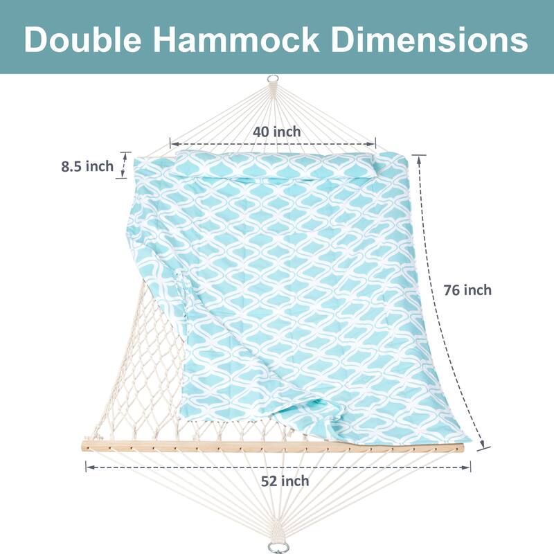 Double Hammock with Stand, Two Person Cotton Rope Hammock
