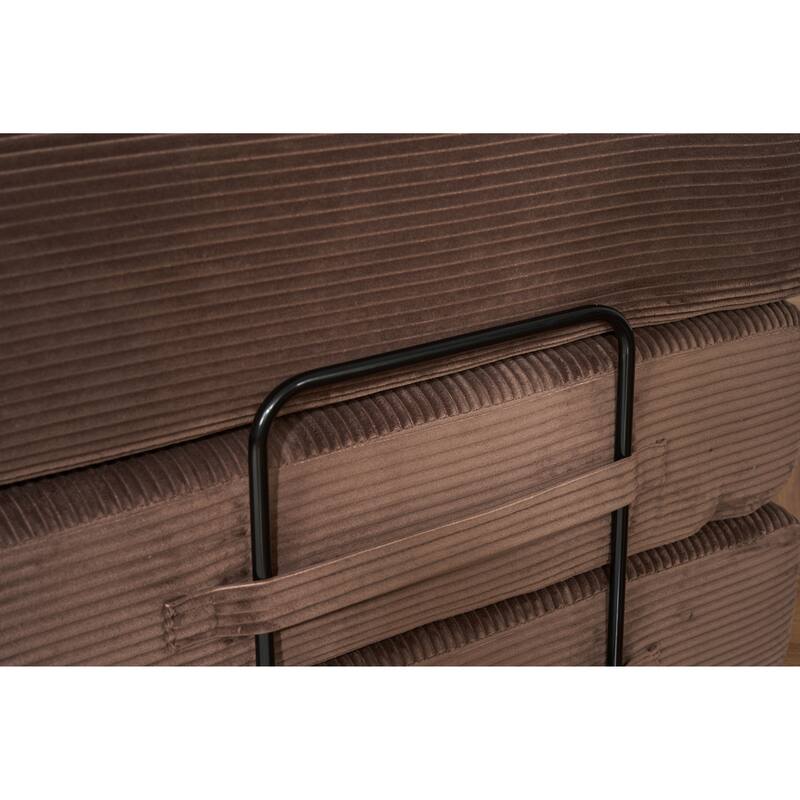 Convertible Sleeper Sofa Bed with Cylindrical Pillow, Corduroy Folding Mattress Couch with Fixed-Shape Frame