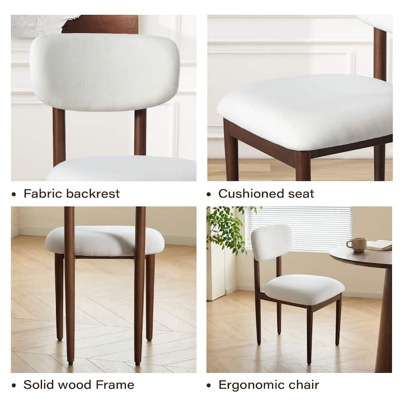Modern Upholstered Dining Chair with Solid Wood Legs Side Chair for Kitchen Dining Room Living Room (Set of 2)
