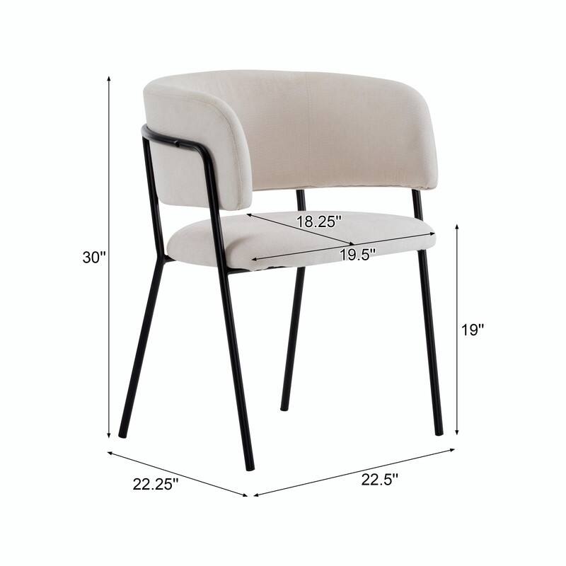 Upholstered Arm Dining Chair Set of 2, Modern Stylish Padded Seat Kitchen Chairs with Armrest