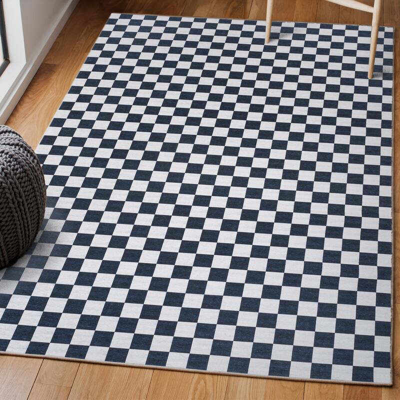 JONATHAN Y Kassia Modern Cottage Checkerboard Washable Area Rug