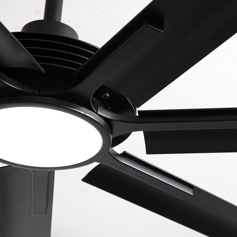 Ceiling Fan Industrial 100" Modern Black 7-Blade LED Light