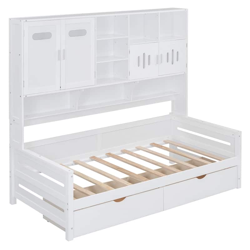 Twin Size Wooden Daybed With 2 Drawers