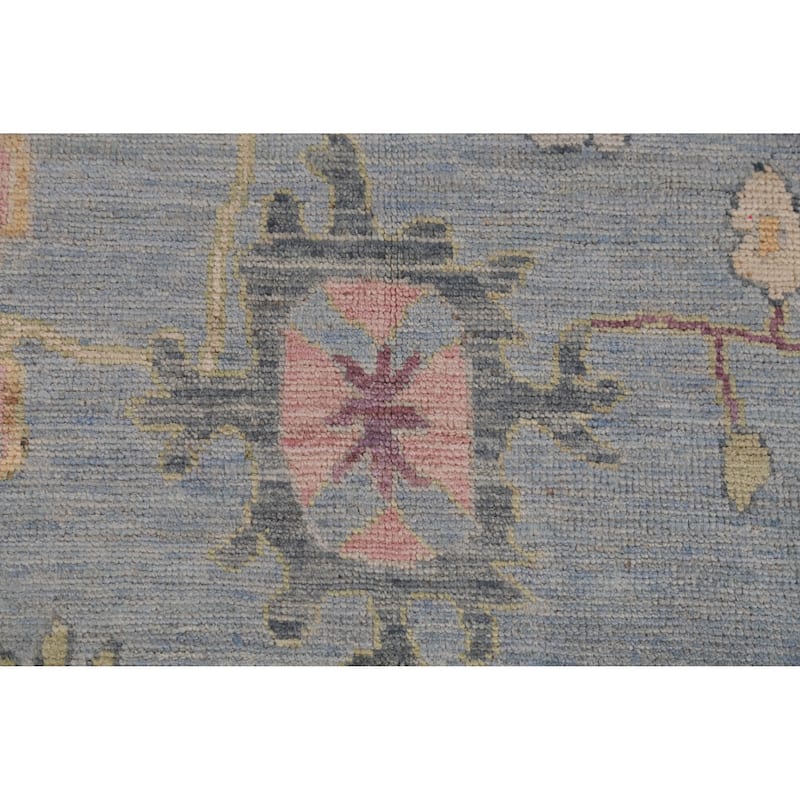 Hand Knotted Oriental 100% Wool Carpet Transitional All-Over Navy Blue & Blues Oushak Area Rug - 12' 2'' X 8' 9''