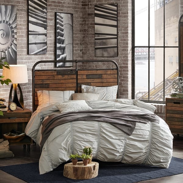 slide 2 of 5, Carbon Loft Haberman Gunmetal Queen Headboard Light Brown Multi/Gun Metal