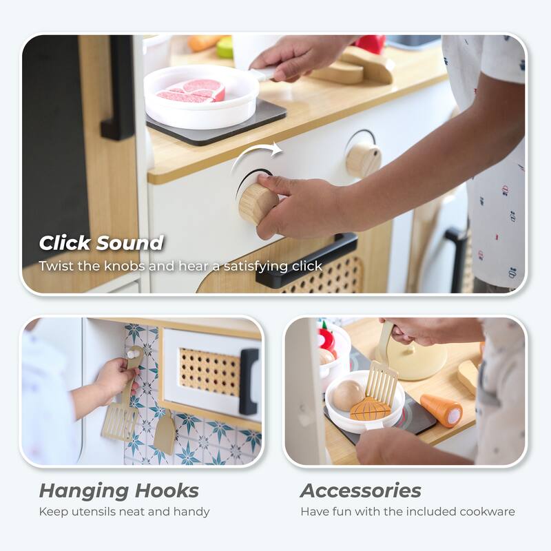 Teamson Kids Little Chef Morocco Play Kitchen & Accessories, White/Natural