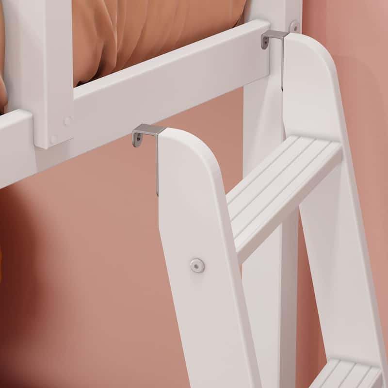 Max and Lily Twin over Twin Low Bunk Bed with Ladder on End