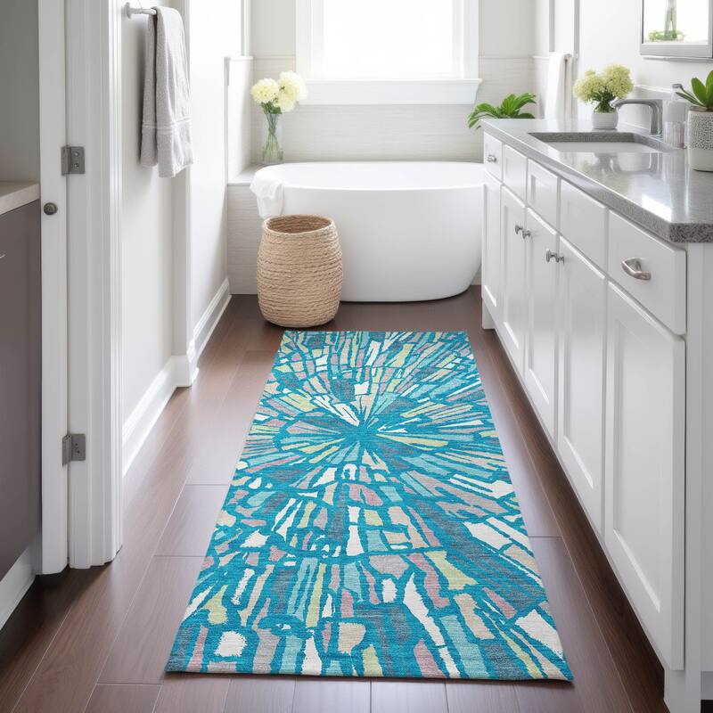 Machine Washable Indoor/ Outdoor Modern Zip Chantille Rug