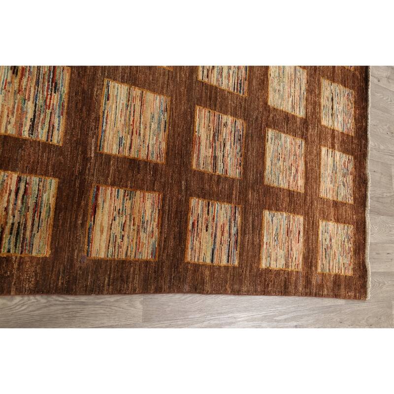 Checkered Gabbeh Kashkoli Oriental Wool Area Rug Handmade Carpet - 5'5" x 9'1"