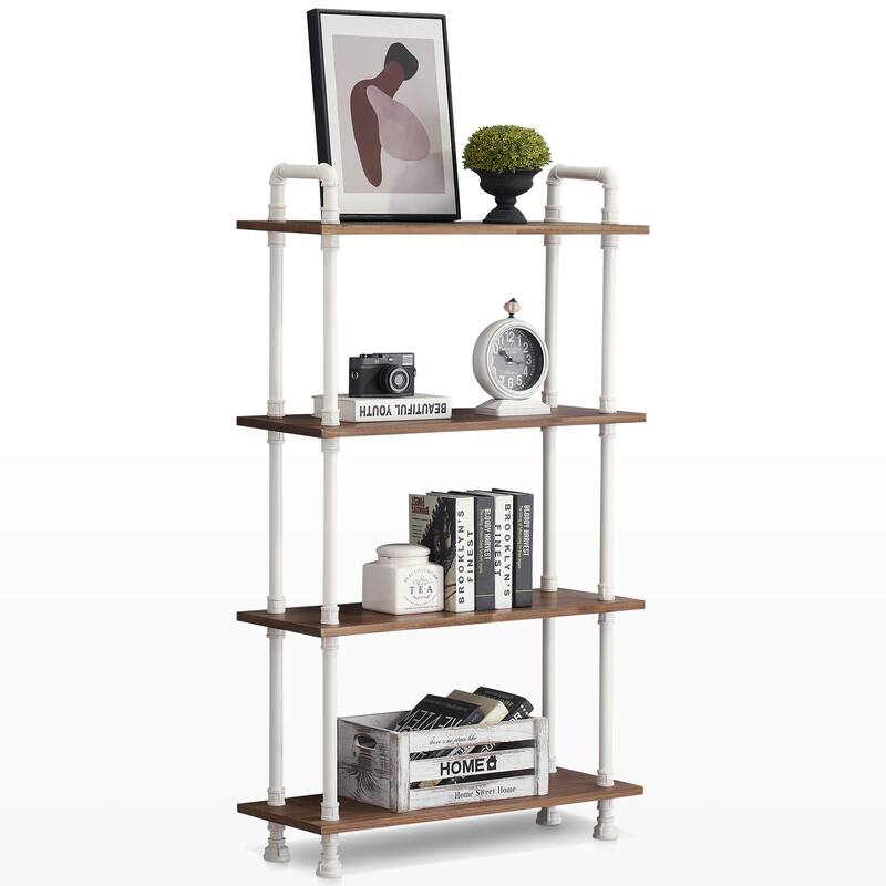Ivinta Industrial Bookshelf Rustic Bookcase, Storage Shelf Plant Shelf
