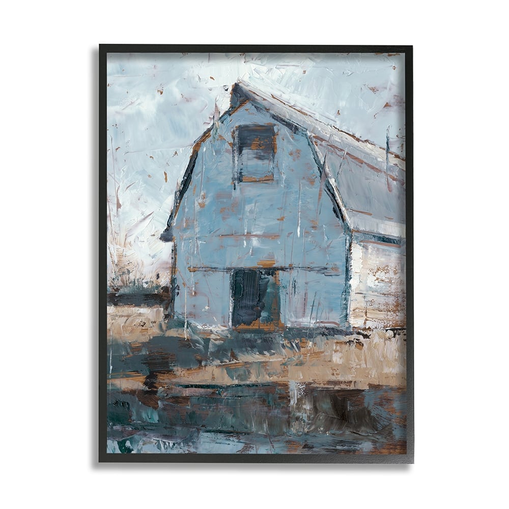 Stupell Abstract Distressed White Barn Farm Architecture Framed Giclee Texturized Art by Ethan Harper