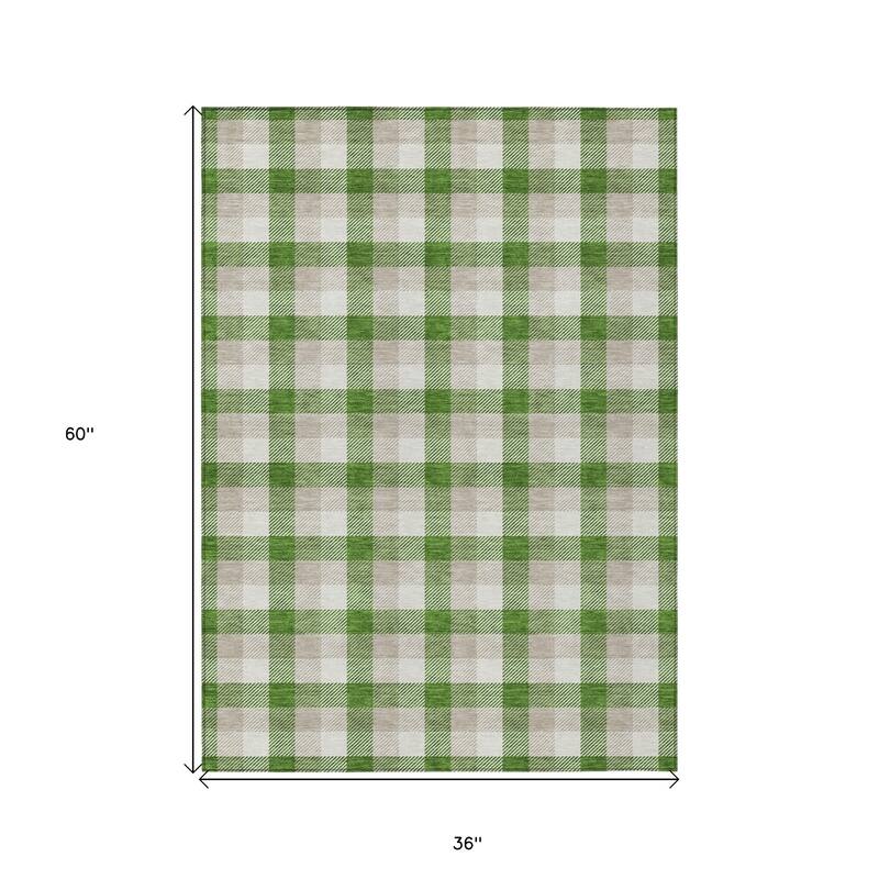 HomeRoots Plaid Transitional Rectangle Outdoor Rug