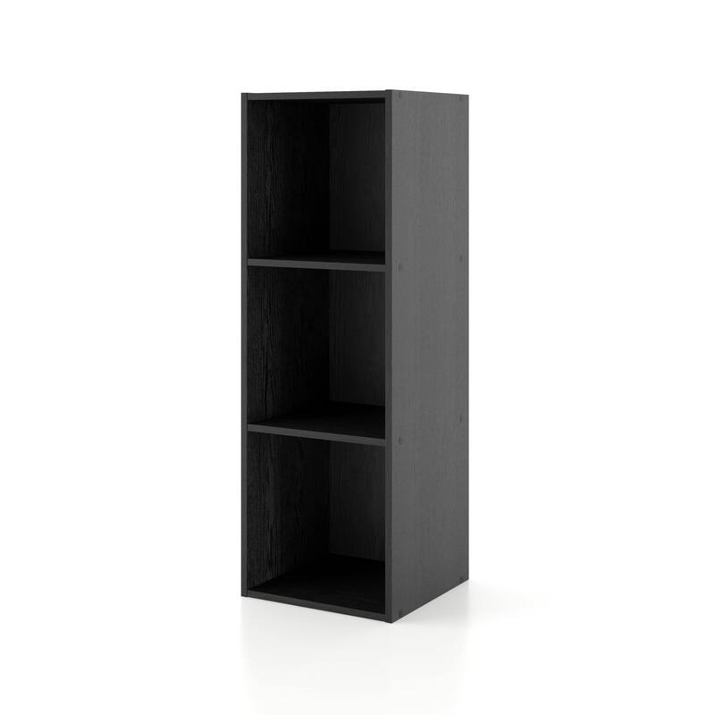 DH BASIC Modern Wood Customizable Stackable Storage Organizer - Cube Shelves, Drawer Cabinet, Bookcase with Doors by Denhour - 3-Cube - Black
