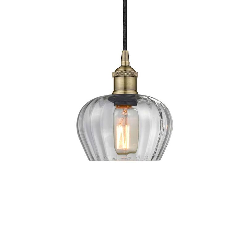 Innovations Lighting 616-1P-9-7 Fenton Pendant Fenton 7" Wide Mini - Antique Brass / Clear