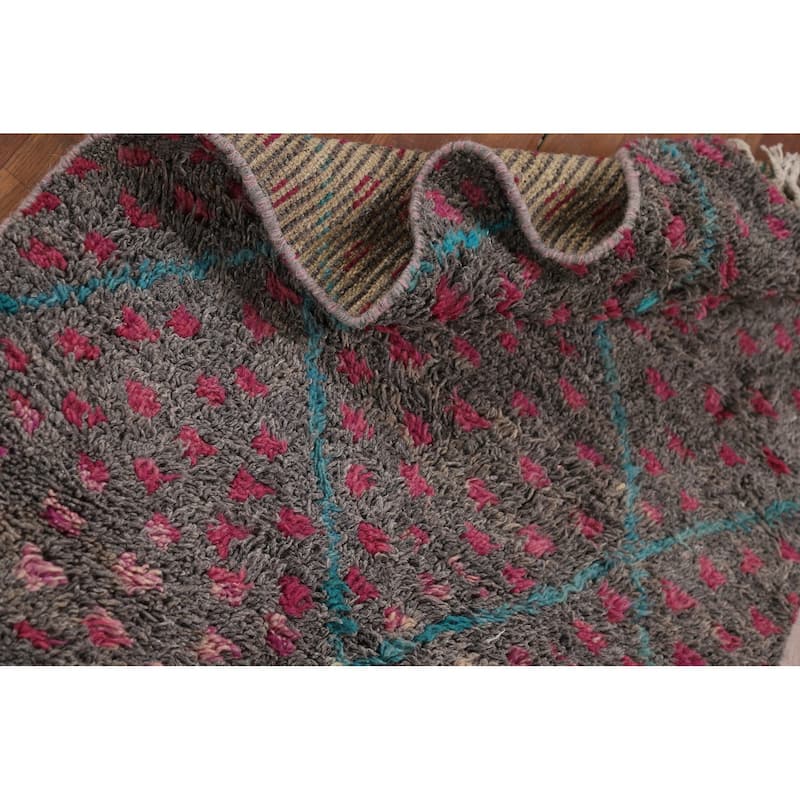 Trellis Plush Geometric Moroccan Oriental Rug Hand-Knotted Wool Carpet - 3'0" x 5'6"
