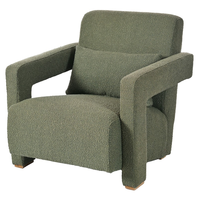 Sleek Right-Angle Armrests,Ergonomic Lumbar Support,Square Wooden Block Legs,Inclined Seat for Comfort,Artistic Statement Piece