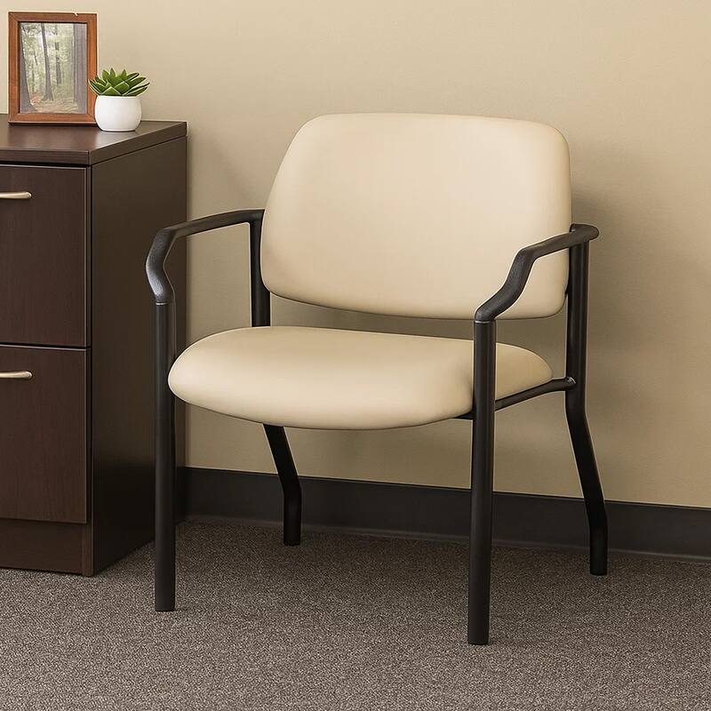 Theo XL Wide Guest Chair, Beige Antimicrobial Vinyl, 500 lbs