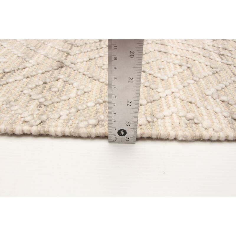 ECARPETGALLERY Braid weave Sienna Light Khaki Wool Rug - 5'0 x 8'1