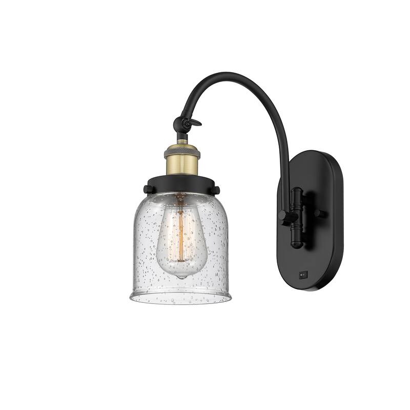 Innovations Lighting Franklin Restoration Bell - 1 Light 5" Sconce - Arm Swivels Side To Side - Black Antique Brass/Seedy