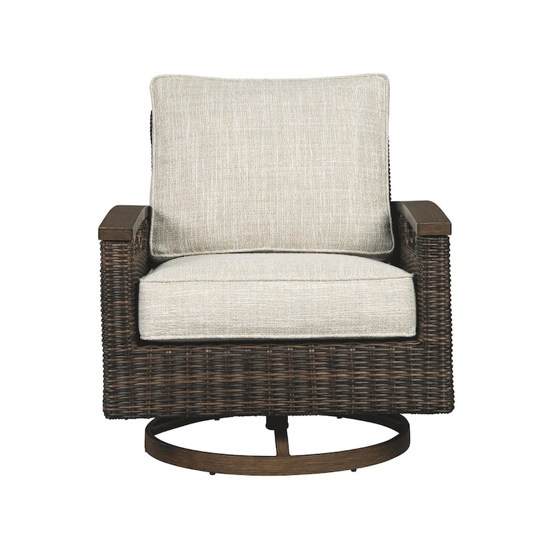 Paradise Trail Outdoor Medium Brown Swivel Lounge Chairs (Set of 2) - 32.5" W x 37" D x 37" H