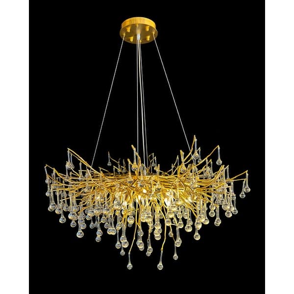 Crystal Tree Branch Modern Gold Round Chandelier - Bed Bath & Beyond ...
