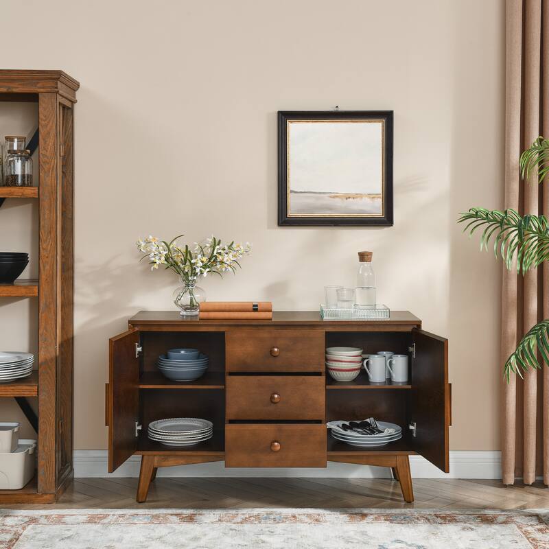 47.3" Mid-Century Sideboard Buffet Cabinet with with 2 Doors and 3 Drawers