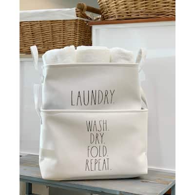Rae Dunn Storage Set of 2 Organizing Baskets - LAUNDRY WASH DRY FOLD REPEAT