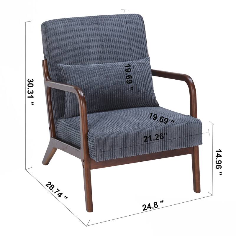 Mid-Century Modern Accent Chair, Arm Chair Living Room Chairs with Pillow