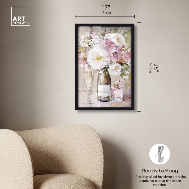 Light Floral Champagne Vase Shadowbox by Art Remedy
