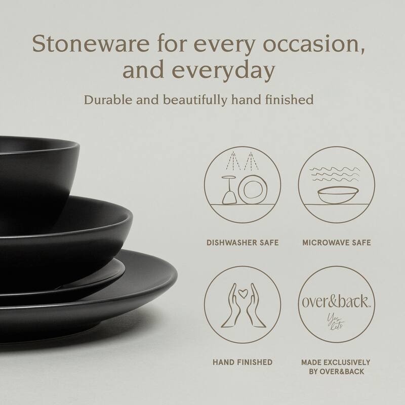 over&back Coupe Semi-Matte Stoneware Dinnerware Set