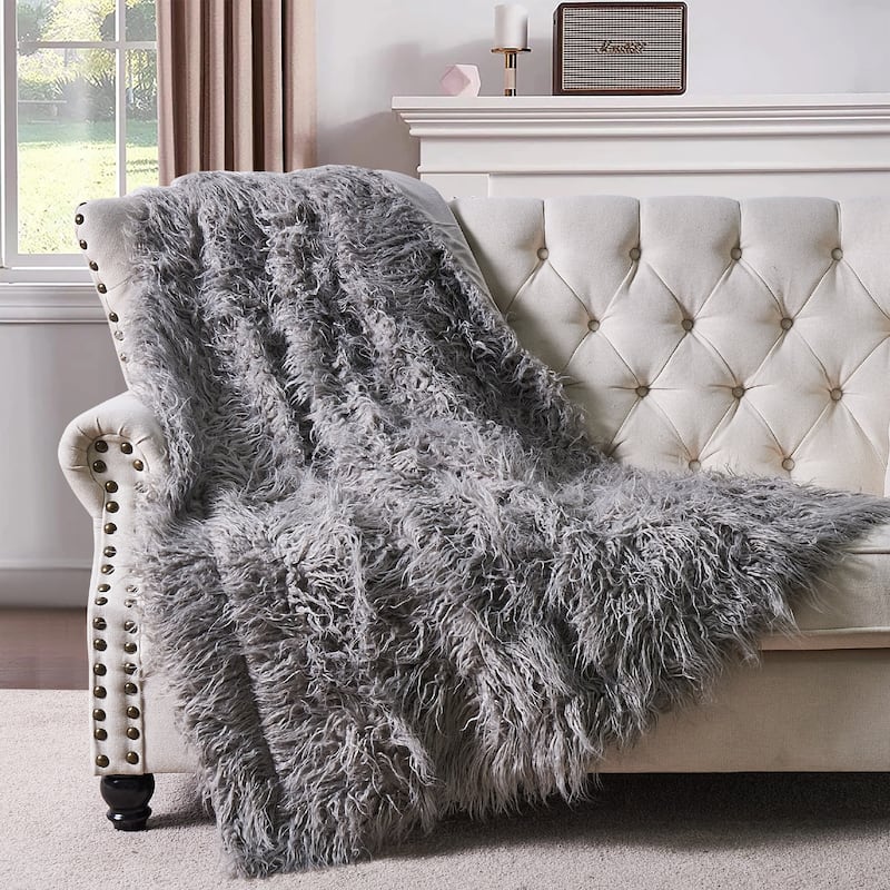Karenne Shaggy Fauxfur Throw Blanket