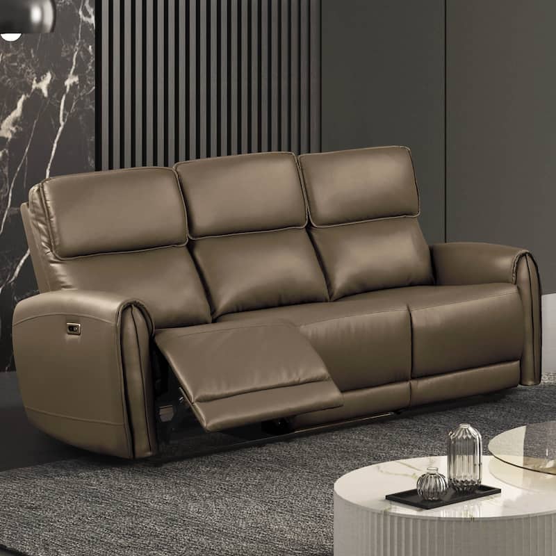 Furniture of America Elente Modern 2-Piece Power Recline Faux Leather Sofa and Loveseat Set