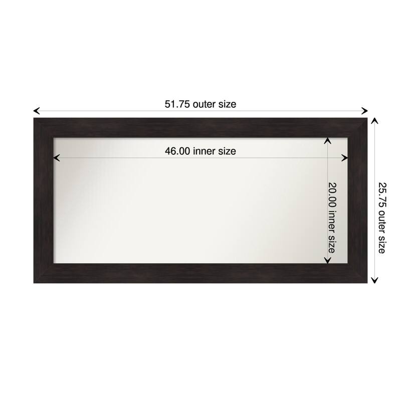 Furniture Espresso Framed Non-Beveled Custom Wall Mirror, Bathroom Vanity Mirror - Outer Size: 51.75 x 25.75