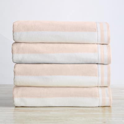 Linery & Co. 100% Cotton Velour Cabana Stripe Beach Towel