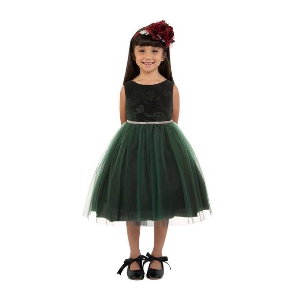 Shop Kids Dream Girls Hunter Green Velvet Tulle Rhinestone
