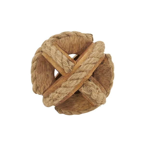 slide 2 of 14, Natural Wooden Rope Decorative Orb Natural - 4"