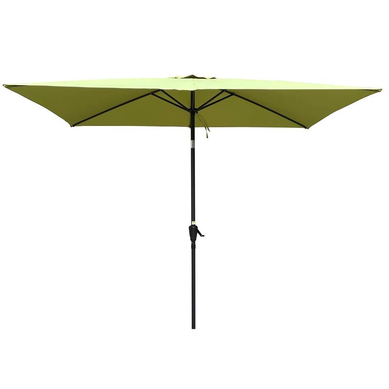 6 x 9ft Patio Umbrella Outdoor Waterproof Umbrella with Crank and Push Button