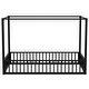 preview thumbnail 20 of 23, Twin/Full Size House Floor Bed with Wardrobe and Storage Shelves, Metal Canopy Bed Montessori Bed with Fence Guardrails